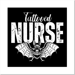 Tattooed Nurse with Bat & Skull Posters and Art